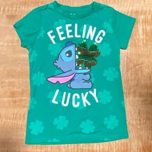 Disney Stitch “Feeling Lucky” T-Shirt - size girls large (10/12)